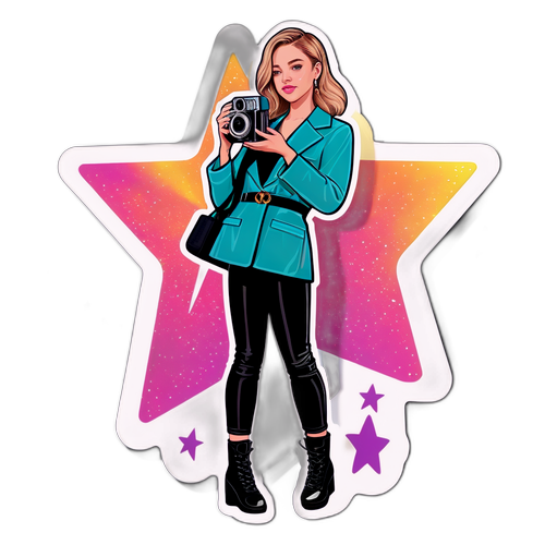 Sticker van Sydney Sweeney in een glamoureuze outfit