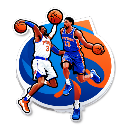 Escena de baloncesto en movimiento entre los Pistons y los Knicks