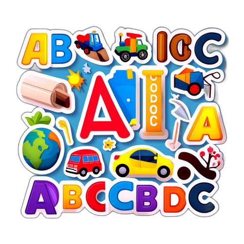 Cena típica com letras ABC em diferentes materiais