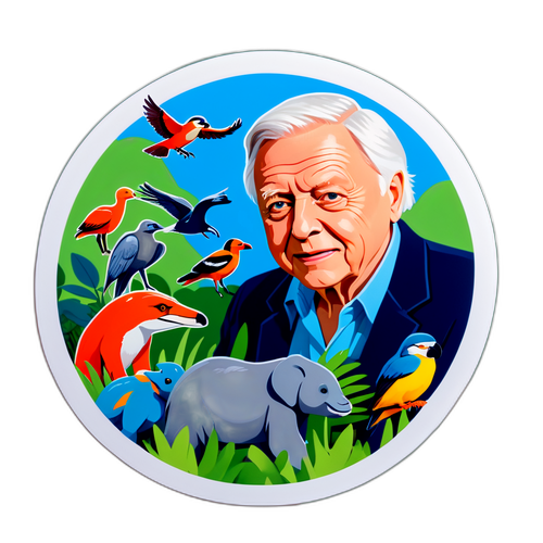 Natur-tema klistremerke med David Attenborough