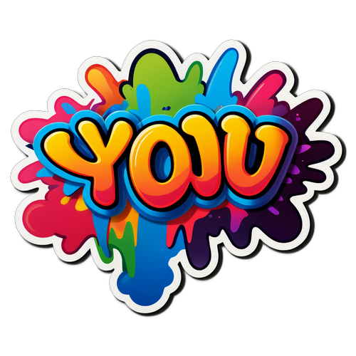 Tem sáng tạo với từ 'you' trong phong cách nghệ thuật graffiti đầy màu sắc