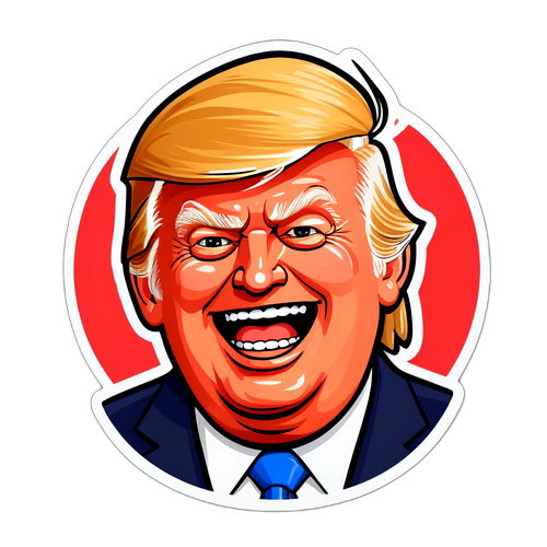 En klistermärke med Trump som skämtar om en fotbollsmatch