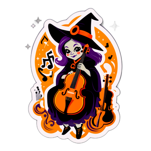 Traditioneller Aufkleber der Kastelruther Spatzen mit Hexensymbol und Musikinstrumenten