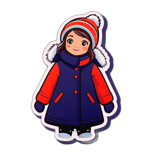 우아한 겨울 패션 소녀 스티커