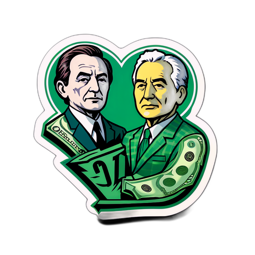 달러 지수의 상승과 하락을 나타내는 두 캐릭터 스티커