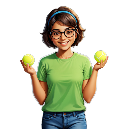 Smiley Girl Holding Tennis Balls