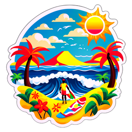 מדבקת קיץ צבעונית בהשראת ג'מייקה