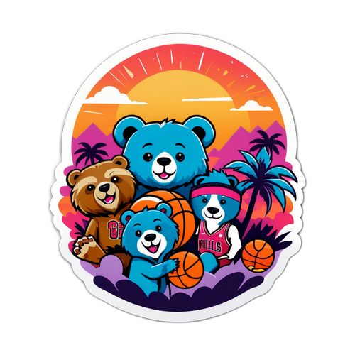 Sticker ng mga Mascot sa Sunset ng Miami