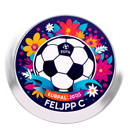 Vibrant Klistermærke med Fodbold og UEFA Euro 2025 Logo