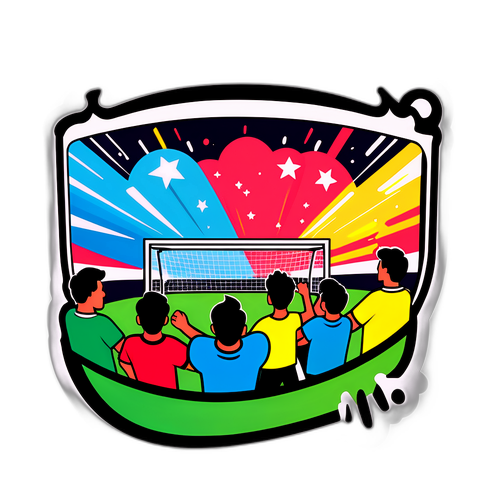 축구 경기 관람하는 관중들의 일러스트