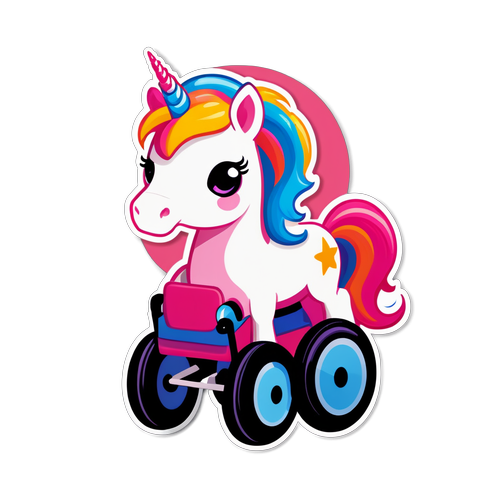 Cute Superhero Unicorn in Wheelchair