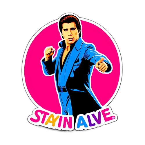 Autocolant retro cu John Travolta din Saturday Night Fever