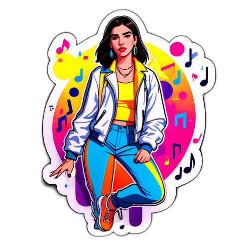 Illustrazione di Dua Lipa in una posa dinamica