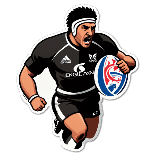 Epic Rugby Clash: Relive the Historic England vs New Zealand Showdown with This Must-Have Sticker!