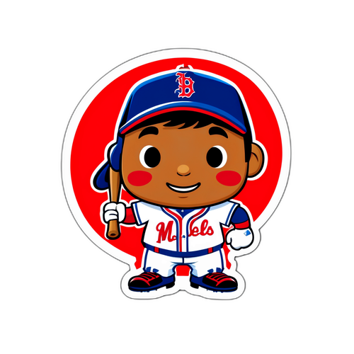 귀여운 만화 캐릭터와 MLB 로고 스티커