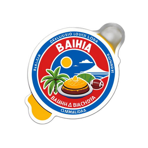 Diseño de etiqueta que celebra la gastronomía y el deporte en Bahía