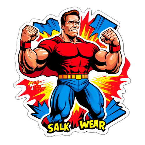Samolepka Arnold Schwarzenegger v superhero pose