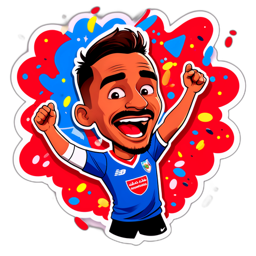 Caricatura de un momento emocionante en un partido entre U. de Chile e Independiente