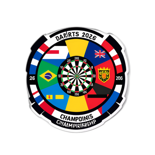 Bunte Aufkleberdesign für die Dart-Weltmeisterschaft 2026