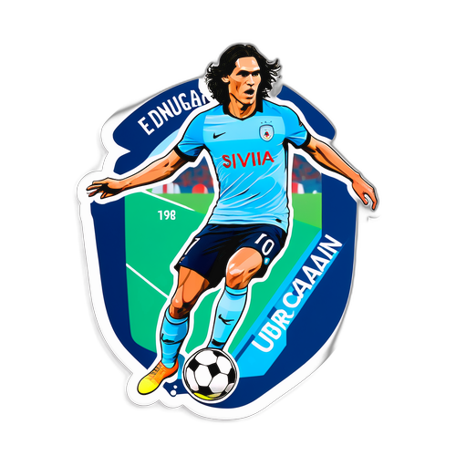 Un collage de Edinson Cavani jugando al fútbol