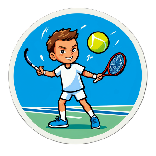 Sticker cu Jannik Sinner pe terenul de tenis