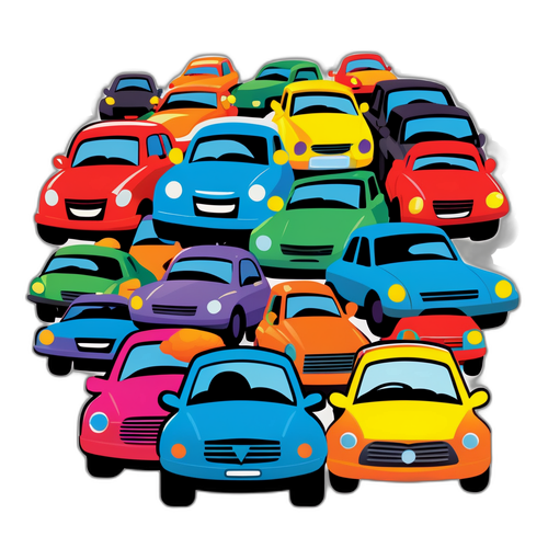 交通渋滞のコミカルなシール