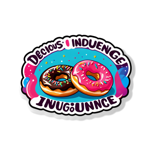 Nostalgische sticker van doughnuts met een sprankelende achtergrond