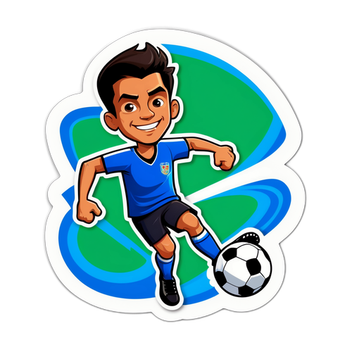 Fun Cartoon-Style Sticker of a Football Player