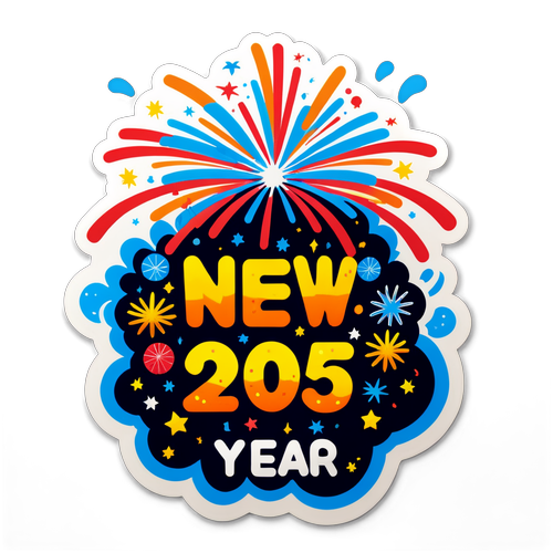 Diseño de sticker de Año Nuevo 2025