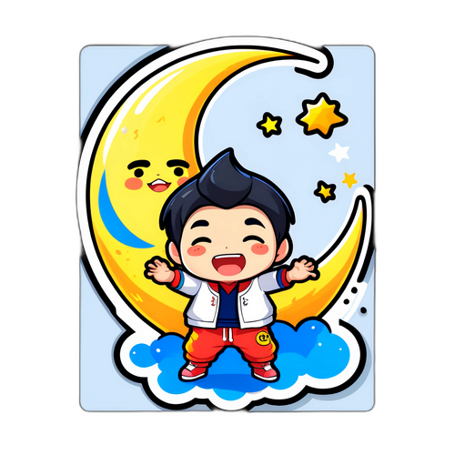 สติ๊กเกอร์มูนแทอิลในสไตล์การ์ตูน