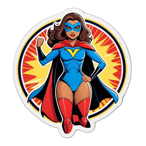 Desenho estilizado de Bruna Brasil como super-heroína