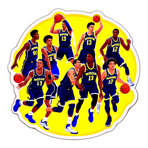 Dynamic Michigan Basketball Roster Sticker