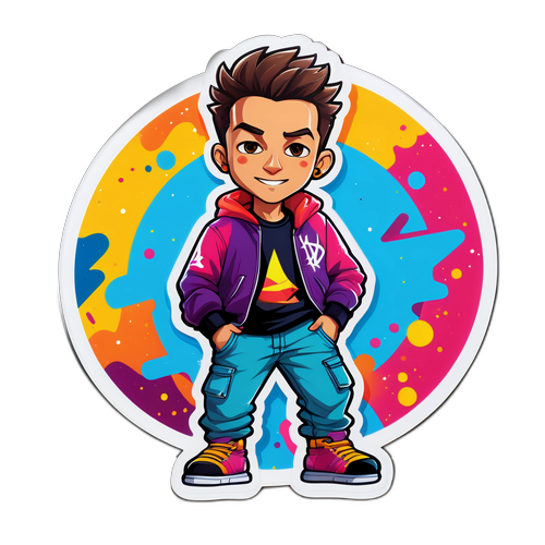 Sticker van Ward Nollet in een trendy outfit