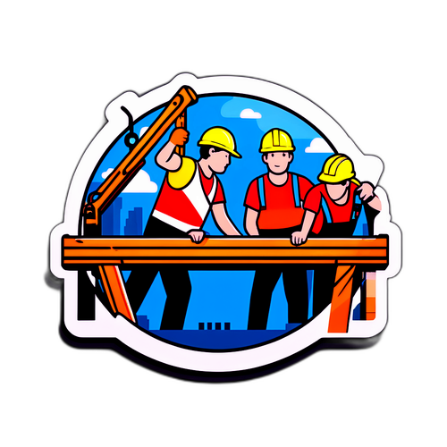 工人们在建设桥梁