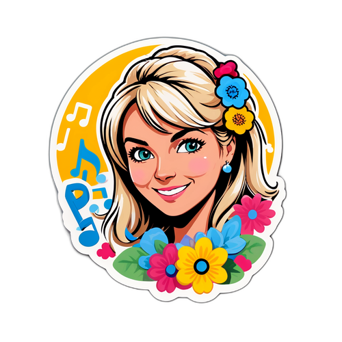 Beatrice Egli mit Blumen und musikalischen Noten