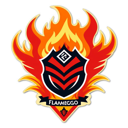 Escudo de Flamengo con fuego y pasión