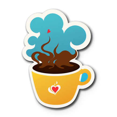 Design minimaliste d'une tasse de café fumante avec des cœurs