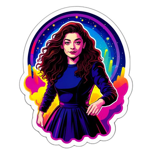 Innovatieve sticker van Lorde op het podium