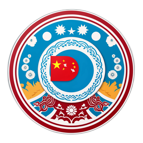 中亚国家与中国友谊团结的贴纸