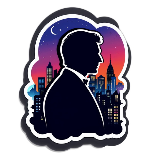 Silhouette di Maurizio Costanzo nella notte della città