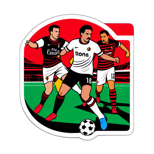 Dynamiczne grafiki przedstawiające mecz piłkarski między Milanem a Romą