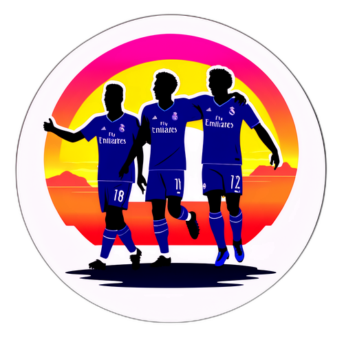 Silweta ng mga Manlalaro ng Real Madrid sa Pagdiriwang ng Goal