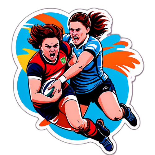 Ilona Maher Tackling Action Illustration