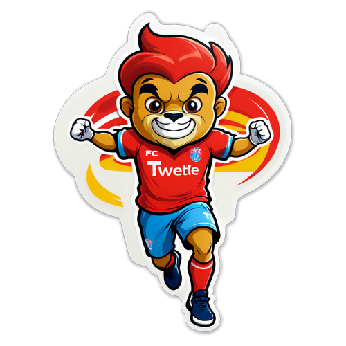 Kleurrijke FC Twente Mascotte Sticker