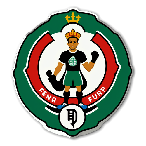 Sticker ontwerp van het Feyenoord-logo met dynamische achtergrond van De Kuip