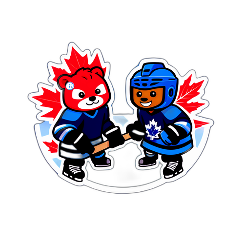 Playful Hockey Rivalry Sticker