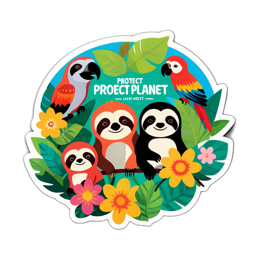 Wesoła ilustracja Amazonii z uśmiechniętymi zwierzętami
