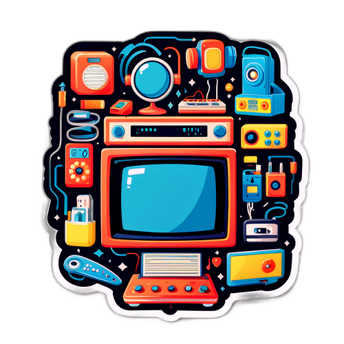 Sticker ng Retro na Teknolohiya
