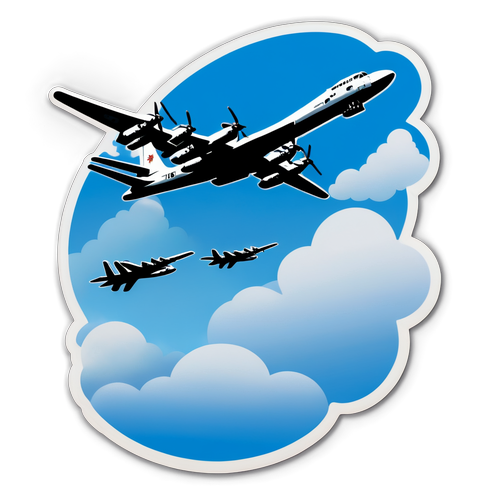 Дизайн наклейки з бомбардувальником TU-95 на фоні хмар