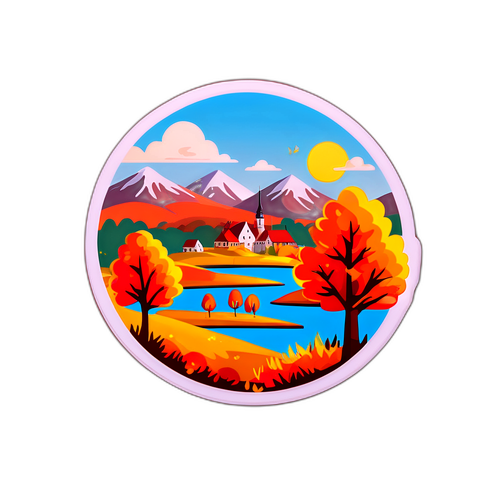 Jesienny pejzaż Polski z akcentami narodowymi